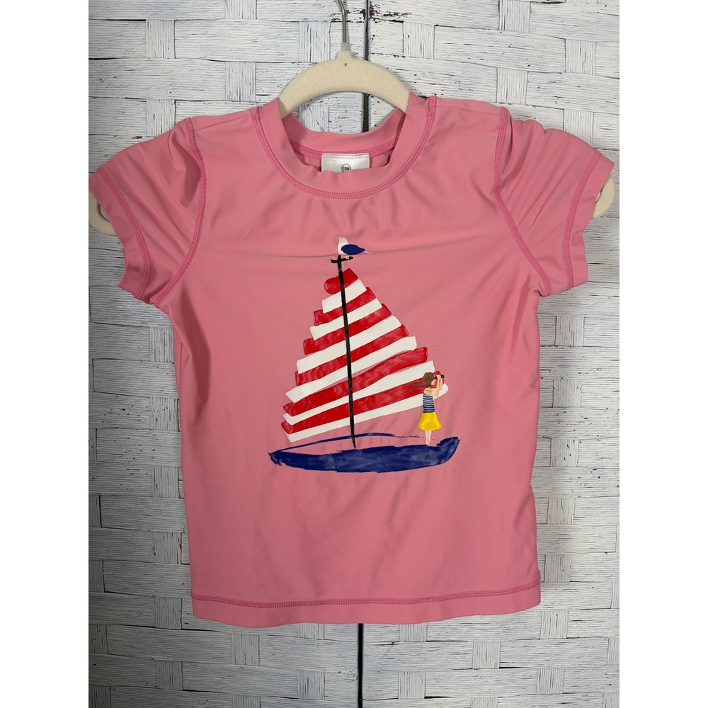 Hanna Andersson Kids Pink Sailboat Rash Guard Swim Shirt Size 130 8-9 Years